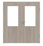 Frontansicht von WESTAG Doppelflügeltür Sala Eiche Ei 443 Portalit CPL mit Lichtausschnitt LA-100 inkl. Zarge