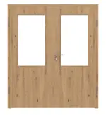 Frontansicht von WESTAG Doppelflügeltür Artis Eiche Ei 793 Portalit CPL mit Lichtausschnitt LA-100 inkl. Zarge