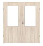 Frontansicht von WESTAG Doppelflügeltür Nussbaum Embla NU 324 Portalit CPL mit Lichtausschnitt LA-100 inkl. Zarge