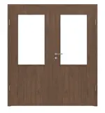 Frontansicht von WESTAG Doppelflügeltür Nussbaum Trentino NU 717 Portalit CPL mit Lichtausschnitt LA-100 inkl. Zarge