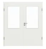 Frontansicht von WESTAG Doppelflügeltür Sira Weiß ähnl. RAL 9003 Westalack Soft mit Lichtausschnitt LA-100 inkl. Zarge
