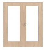 Frontansicht von WESTAG Doppelflügeltür Eiche Eleganzia Ei 342 Portalit CPL mit Lichtausschnitt LA-1000 inkl. Zarge