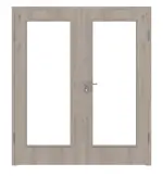 Frontansicht von WESTAG Doppelflügeltür Sala Eiche Ei 443 Portalit CPL mit Lichtausschnitt LA-1000 inkl. Zarge