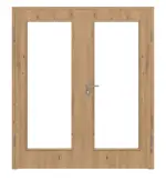 Frontansicht von WESTAG Doppelflügeltür Artis Eiche Ei 793 Portalit CPL mit Lichtausschnitt LA-1000 inkl. Zarge