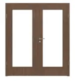 Frontansicht von WESTAG Doppelflügeltür Nussbaum Trentino NU 717 Portalit CPL mit Lichtausschnitt LA-1000 inkl. Zarge