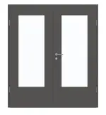 Frontansicht von GARANT Doppelflügeltür inkl. Zarge 10622-60 Ebony CPL mit Lichtausschnitt LA-DIN