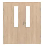 Frontansicht von WESTAG Doppelflügeltür Eiche Eleganzia Ei 342 Portalit CPL mit Lichtausschnitt LA-18-21,5 inkl. Zarge