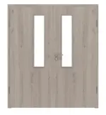 Frontansicht von WESTAG Doppelflügeltür Sala Eiche Ei 443 Portalit CPL mit Lichtausschnitt LA-18-21,5 inkl. Zarge