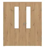 Frontansicht von WESTAG Doppelflügeltür Artis Eiche Ei 793 Portalit CPL mit Lichtausschnitt LA-18-21,5 inkl. Zarge