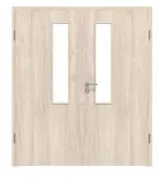 Frontansicht von WESTAG Doppelflügeltür Nussbaum Embla NU 324 Portalit CPL mit Lichtausschnitt LA-18-21,5 inkl. Zarge