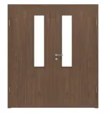 Frontansicht von WESTAG Doppelflügeltür Nussbaum Trentino NU 717 Portalit CPL mit Lichtausschnitt LA-18-21,5 inkl. Zarge