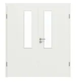 Frontansicht von WESTAG Doppelflügeltür Sira Weiß ähnl. RAL 9003 Westalack Soft mit Lichtausschnitt LA-18-21,5 inkl. Zarge