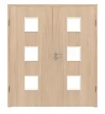 Frontansicht von WESTAG Doppelflügeltür Eiche Eleganzia Ei 342 Portalit CPL mit Lichtausschnitt LA-3 inkl. Zarge