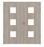 Frontansicht von WESTAG Doppelflügeltür Sala Eiche Ei 443 Portalit CPL mit Lichtausschnitt LA-3 inkl. Zarge