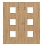 Frontansicht von WESTAG Doppelflügeltür Artis Eiche Ei 793 Portalit CPL mit Lichtausschnitt LA-3 inkl. Zarge
