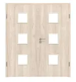 Frontansicht von WESTAG Doppelflügeltür Nussbaum Embla NU 324 Portalit CPL mit Lichtausschnitt LA-3 inkl. Zarge