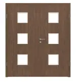 Frontansicht von WESTAG Doppelflügeltür Nussbaum Trentino NU 717 Portalit CPL mit Lichtausschnitt LA-3 inkl. Zarge