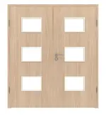 Frontansicht von WESTAG Doppelflügeltür Eiche Eleganzia Ei 342 Portalit CPL mit Lichtausschnitt LA-3Q inkl. Zarge