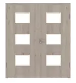 Frontansicht von WESTAG Doppelflügeltür Sala Eiche Ei 443 Portalit CPL mit Lichtausschnitt LA-3Q inkl. Zarge