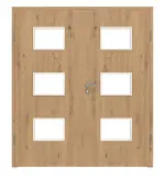 Frontansicht von WESTAG Doppelflügeltür Artis Eiche Ei 793 Portalit CPL mit Lichtausschnitt LA-3Q inkl. Zarge