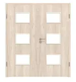 Frontansicht von WESTAG Doppelflügeltür Nussbaum Embla NU 324 Portalit CPL mit Lichtausschnitt LA-3Q inkl. Zarge