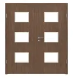 Frontansicht von WESTAG Doppelflügeltür Nussbaum Trentino NU 717 Portalit CPL mit Lichtausschnitt LA-3Q inkl. Zarge