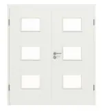 Frontansicht von WESTAG Doppelflügeltür Sira Weiß ähnl. RAL 9003 Westalack Soft mit Lichtausschnitt LA-3Q inkl. Zarge