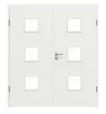 Frontansicht von WESTAG Doppelflügeltür Sira Weiß ähnl. RAL 9003 Westalack Soft mit Lichtausschnitt LA-3 inkl. Zarge