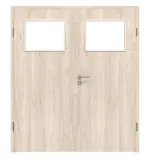 Frontansicht von WESTAG Doppelflügeltür Nussbaum Embla NU 324 Portalit CPL mit Lichtausschnitt LA-40 inkl. Zarge