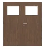 Frontansicht von WESTAG Doppelflügeltür Nussbaum Trentino NU 717 Portalit CPL mit Lichtausschnitt LA-40 inkl. Zarge