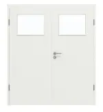 Frontansicht von WESTAG Doppelflügeltür Sira Weiß ähnl. RAL 9003 Westalack Soft mit Lichtausschnitt LA-40 inkl. Zarge