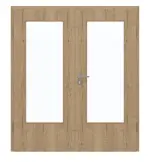 Frontansicht von GARANT Doppelflügeltür inkl. Zarge Authentic Risseiche CPL mit Lichtausschnitt LA-DIN
