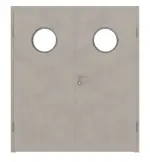 Frontansicht von WESTAG Doppelflügeltür Semento BN 434 Portalit CPL mit Lichtausschnitt Bullauge LA-KR 350 inkl. Zarge