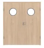 Frontansicht von WESTAG Doppelflügeltür Eiche Eleganzia Ei 342 Portalit CPL mit Lichtausschnitt Bullauge LA-KR 350 inkl. Zarge