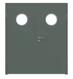 Frontansicht von WESTAG Doppelflügeltür Verde Comodoro FX 0750 FENIX NTM mit Lichtausschnitt Bullauge LA-KR 350 inkl. Zarge