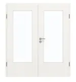 Frontansicht von GARANT Doppelflügeltür inkl. Zarge Quer Authentic Bianco CPL mit Lichtausschnitt LA-DIN