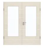 Frontansicht von GARANT Doppelflügeltür inkl. Zarge Quer Authentic Perl GCK08 mit Lichtausschnitt LA-DIN