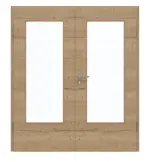 Frontansicht von GARANT Doppelflügeltür inkl. Zarge Quer Authentic Risseiche CPL mit Lichtausschnitt LA-DIN