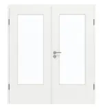 Frontansicht von GARANT Doppelflügeltür inkl. Zarge D354-60 Designer White Resopal mit Lichtausschnitt LA-DIN