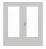 Frontansicht von GARANT Doppelflügeltür inkl. Zarge D92-60 Dove Grey Resopal mit Lichtausschnitt LA-DIN