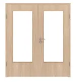 Frontansicht von WESTAG Doppelflügeltür Eiche Eleganzia Ei 342 Portalit CPL mit Lichtausschnitt LA-DIN inkl. Zarge