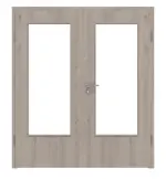 Frontansicht von WESTAG Doppelflügeltür Sala Eiche Ei 443 Portalit CPL mit Lichtausschnitt LA-DIN inkl. Zarge