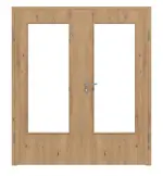 Frontansicht von WESTAG Doppelflügeltür Artis Eiche Ei 793 Portalit CPL mit Lichtausschnitt LA-DIN inkl. Zarge
