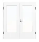Frontansicht von Doppelflügeltür Esche Arctic Weiß ESR 222 PortaLit LA-DIN inkl. Zarge - Westag