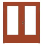 Frontansicht von WESTAG Doppelflügeltür Rosso Namib FX 0789 Fenix NTM mit Lichtausschnitt LA-DIN inkl. Zarge