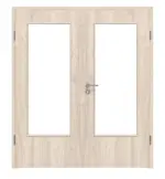 Frontansicht von WESTAG Doppelflügeltür Nussbaum Embla NU 324 Portalit CPL mit Lichtausschnitt LA-DIN inkl. Zarge