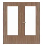 Frontansicht von Doppelflügeltür Nussbaum noce NU 736 LA-DIN PortaLit inkl. Zarge - Westag