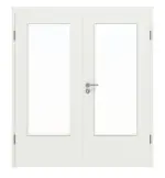 Frontansicht von WESTAG Doppelflügeltür Sira Weiß ähnl. RAL 9003 Westalack Soft mit Lichtausschnitt LA-DIN inkl. Zarge