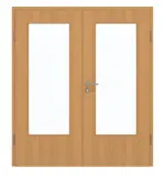 Frontansicht von GARANT Doppelflügeltür inkl. Zarge Eiche Premium CPL mit Lichtausschnitt LA-DIN