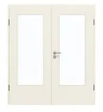 Frontansicht von GARANT Doppelflügeltür inkl. Zarge Weißlack 9010 GHK08 mit Lichtausschnitt LA-DIN